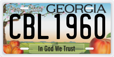 GA license plate CBL1960