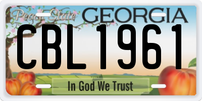 GA license plate CBL1961