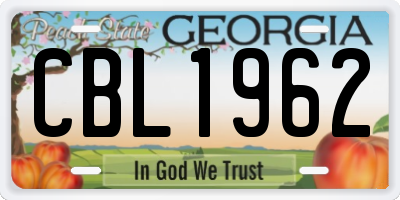 GA license plate CBL1962