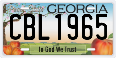 GA license plate CBL1965