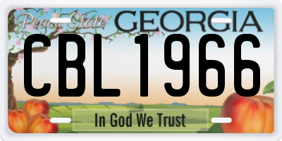 GA license plate CBL1966