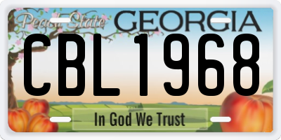 GA license plate CBL1968