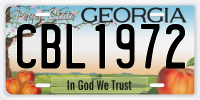 GA license plate CBL1972