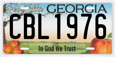 GA license plate CBL1976