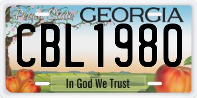 GA license plate CBL1980