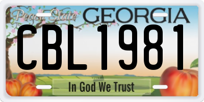 GA license plate CBL1981