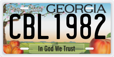 GA license plate CBL1982