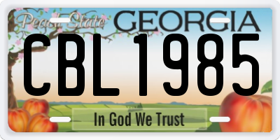 GA license plate CBL1985