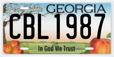 GA license plate CBL1987