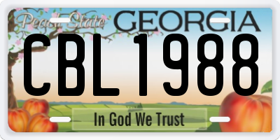 GA license plate CBL1988