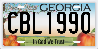 GA license plate CBL1990