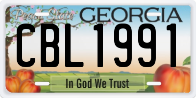 GA license plate CBL1991