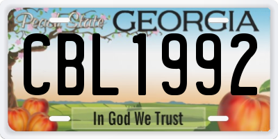 GA license plate CBL1992