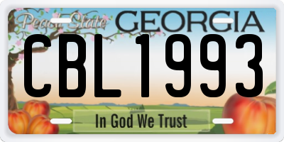 GA license plate CBL1993