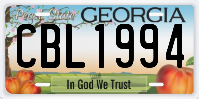 GA license plate CBL1994