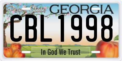 GA license plate CBL1998