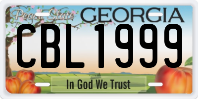 GA license plate CBL1999