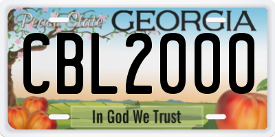 GA license plate CBL2000