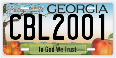 GA license plate CBL2001