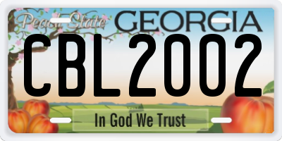 GA license plate CBL2002