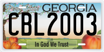 GA license plate CBL2003