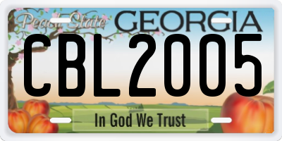 GA license plate CBL2005