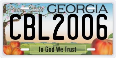 GA license plate CBL2006