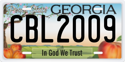 GA license plate CBL2009