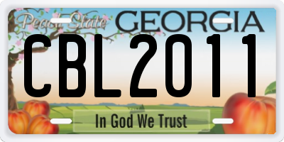 GA license plate CBL2011