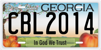 GA license plate CBL2014