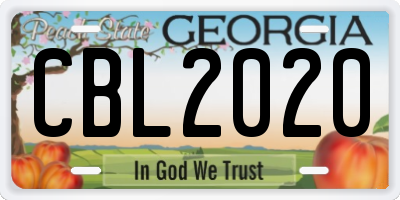 GA license plate CBL2020