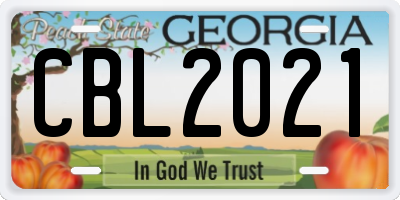 GA license plate CBL2021