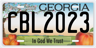 GA license plate CBL2023