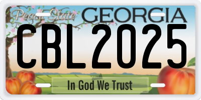 GA license plate CBL2025