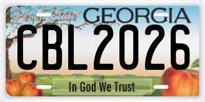 GA license plate CBL2026