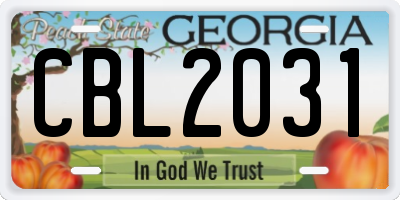 GA license plate CBL2031