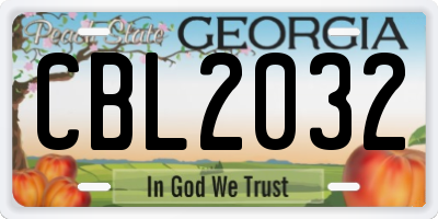 GA license plate CBL2032