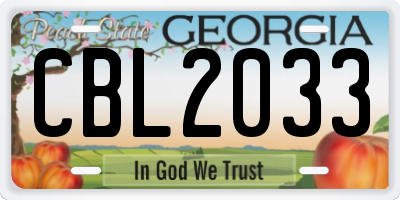 GA license plate CBL2033