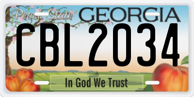 GA license plate CBL2034