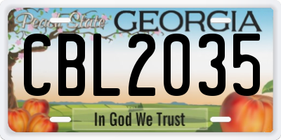 GA license plate CBL2035