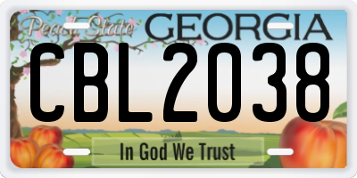 GA license plate CBL2038