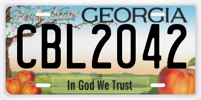 GA license plate CBL2042