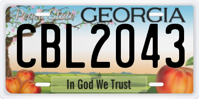 GA license plate CBL2043