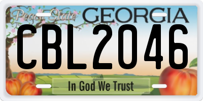 GA license plate CBL2046