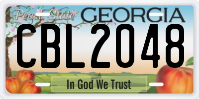 GA license plate CBL2048