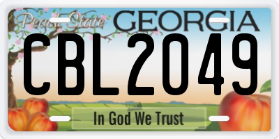 GA license plate CBL2049