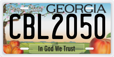 GA license plate CBL2050