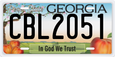 GA license plate CBL2051