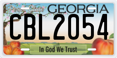 GA license plate CBL2054