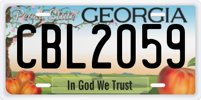 GA license plate CBL2059